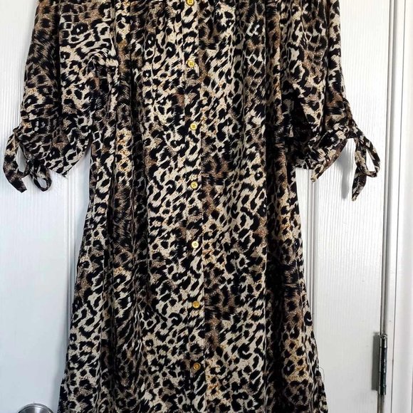 NWOT MPH Collection Women's Off The Shoulder Animal Print Midi Dress - Picture 2 of 14